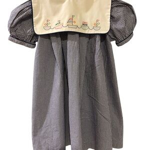 Vintage 90’s Judy Lynn Navy Gingham Dress with Sailboat Embroidered Collar Sz 4